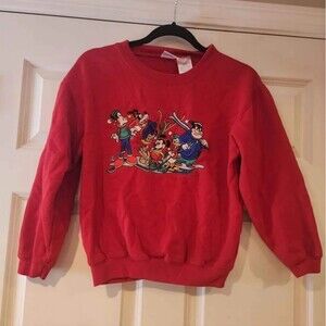 Vintage Disney red Mickey Mouse and Friends embroidered sweatshirt child L
